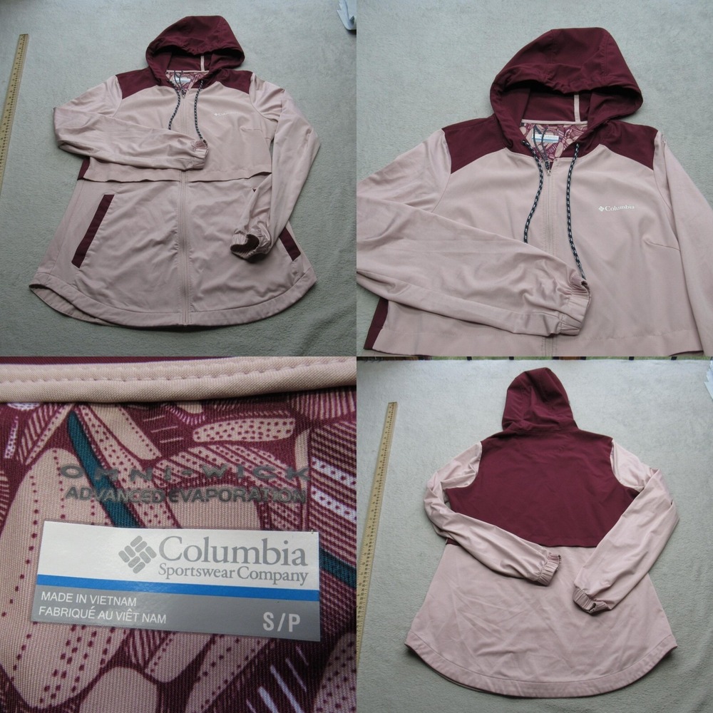 Columbia Jacket Womens Small Purple Colorblock Omni-Shade Hooded Full‎ Zip Trail